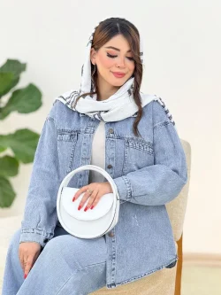 مانتو جین جلو دکمه دار دو جیب کدh365