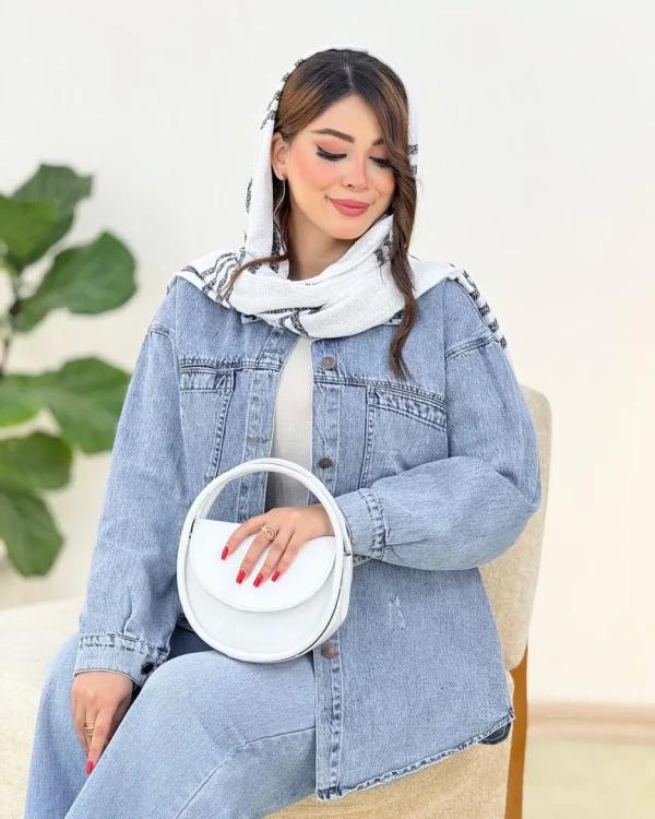 مانتو جین جلو دکمه دار دو جیب کدh365