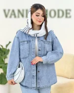 مانتو جین جلو دکمه دار دو جیب کدh3653