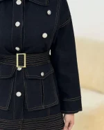 مانتو جین دمسه دوزی به همراه کمربند کد h466 02