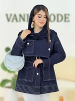 مانتو جین دمسه دوزی به همراه کمربند کد h466 03