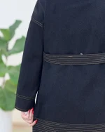 مانتو جین دمسه دوزی به همراه کمربند کد h466 05