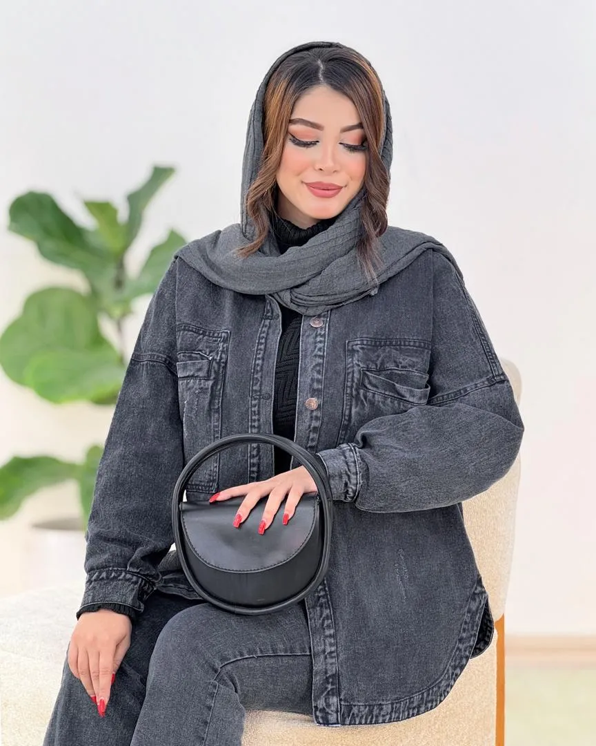 مانتو پاییزی پایین هلال ذغالی کد h464