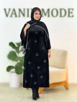 پیراهن آستن سه ربع مخمل کد h534