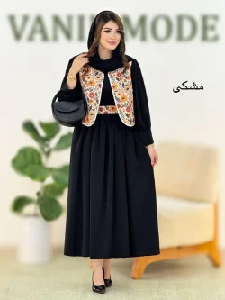 پیراهن جلیقه طرح گل به همراه کمربند کد h469