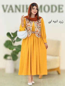 پیراهن جلیقه طرح گل به همراه کمربند کد h469