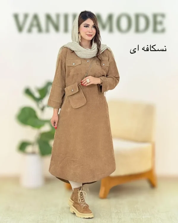 پیراهن ماکسی کیفدار جلو جیب کد h479