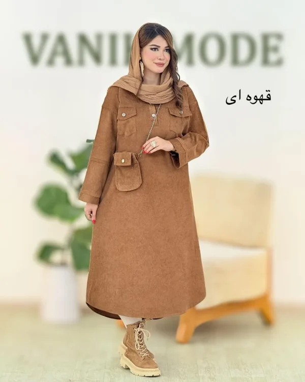 پیراهن ماکسی کیفدار جلو جیب کد h479