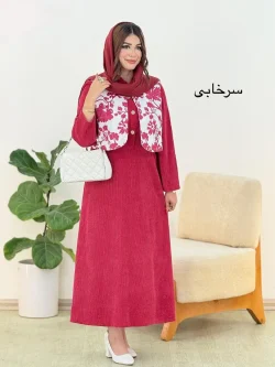 پیراهن کبریتی و جلیقه طرح گل کد h486