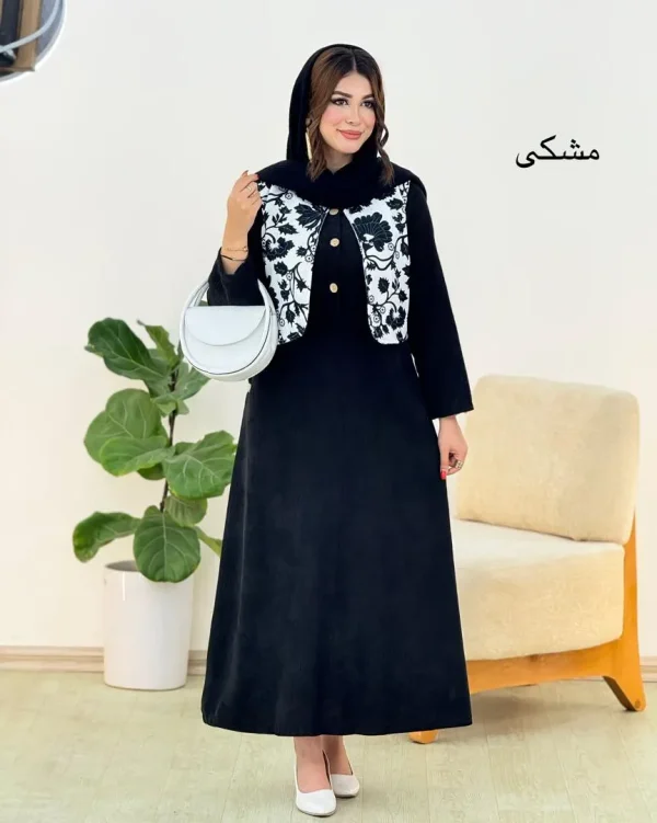 پیراهن کبریتی و جلیقه طرح گل کد h486