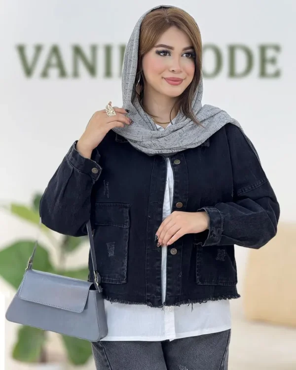 کت جین ذغالی پایین ریش کد h507