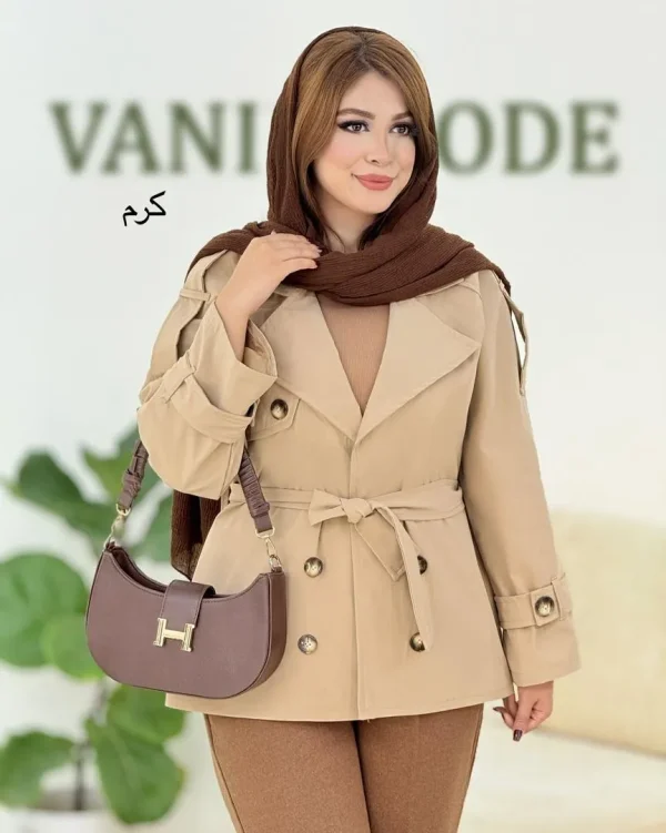 بارانی آستردار کتان کجراه کدH395