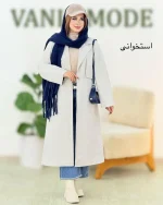 بارانی بلند بند دار یقه انگلیسی کد h638 (3)