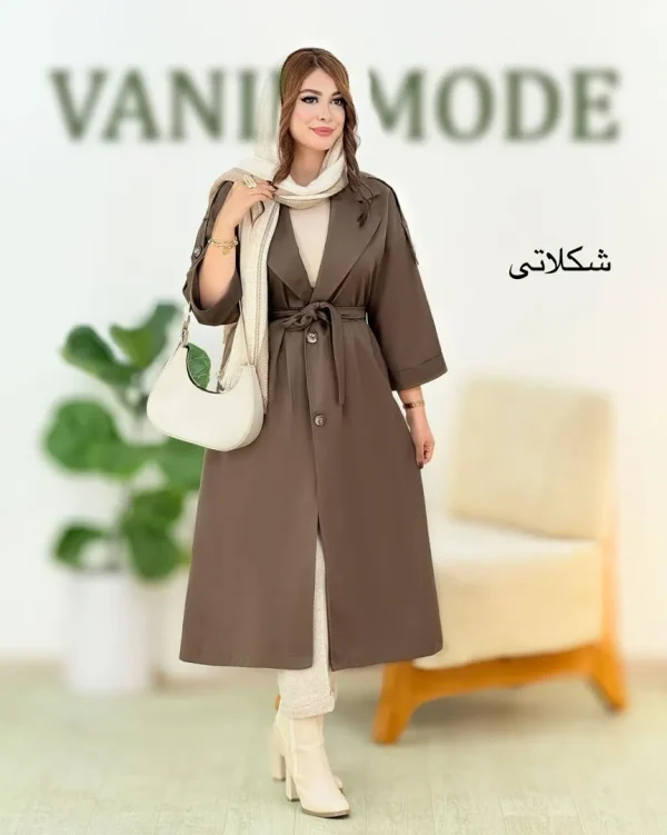 ترنچ کت جلو چین دار کد H619