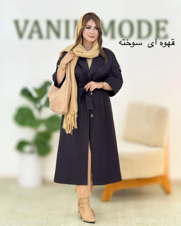 ترنچ کت جلو چین دار کد H619