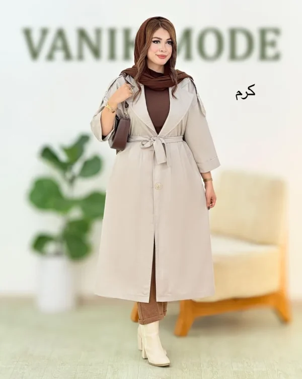ترنچ کت جلو چین دار کد H619