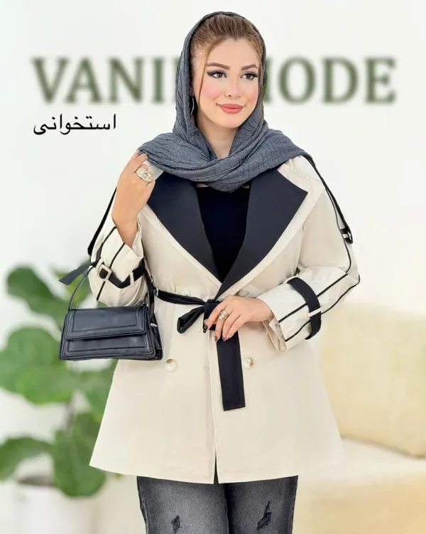 بارانی مموری آستردار بنددار کد h513