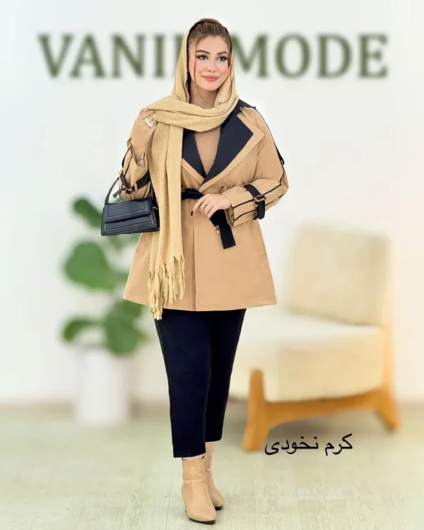بارانی مموری آستردار بنددار کد h513