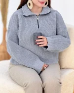 بافت نیم زیپ زنانه کد h544_1