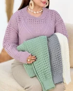 بافت یقه گرد طرح لوزی کد h526_1