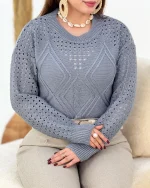 بافت یقه گرد طرح لوزی کد h526_2