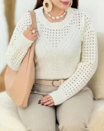 بافت یقه گرد طرح لوزی کد h526_3