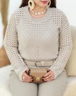 بافت یقه گرد طرح لوزی کد h526_4