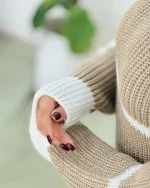 بلوز بافت آستین مچ دار راه راه کد H625