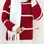 بلوز بافت آستین مچ دار راه راه کد H625