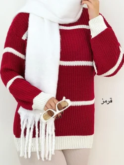بلوز بافت آستین مچ دار راه راه کد H625