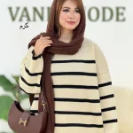 بلوز بافت یقه گرد طرح راه راه کد h527
