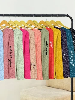 بلوز آستین بلندخالدار پشت گیپور کد H698