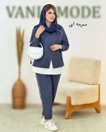 بلوز دو تیکه و شلوار پیلی دار کد h679_2