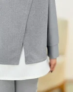 بلوز دو تیکه و شلوار پیلی دار کد h679_2