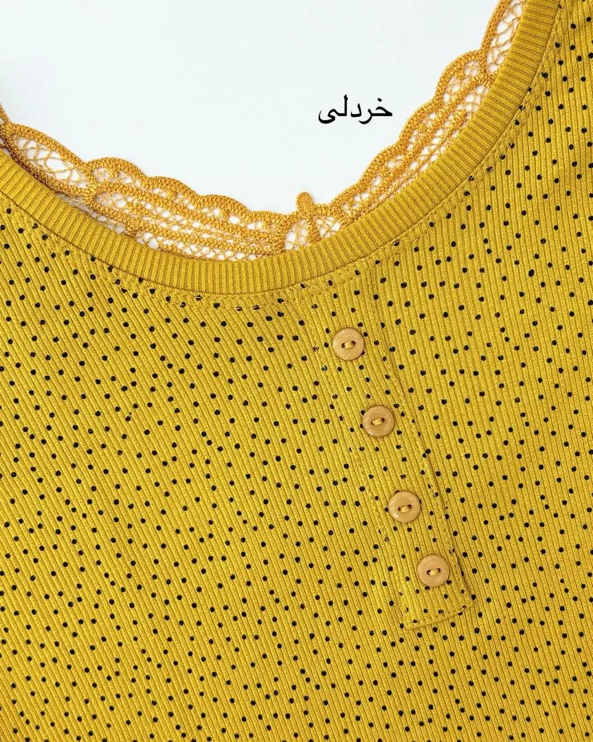 بلوز دو تیکه و شلوار پیلی دار کد h679_4 بلوز آستین بلندخالدار پشت گیپور کد H698