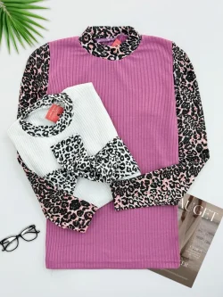 بلوز فانریپ آستین پلنگی کد h643