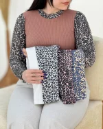 بلوز فانریپ آستین پلنگی کد h643_4