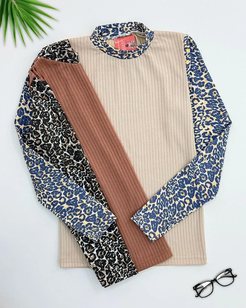 بلوز فانریپ آستین پلنگی کد h643_5 بلوز فانریپ آستین پلنگی کد h643