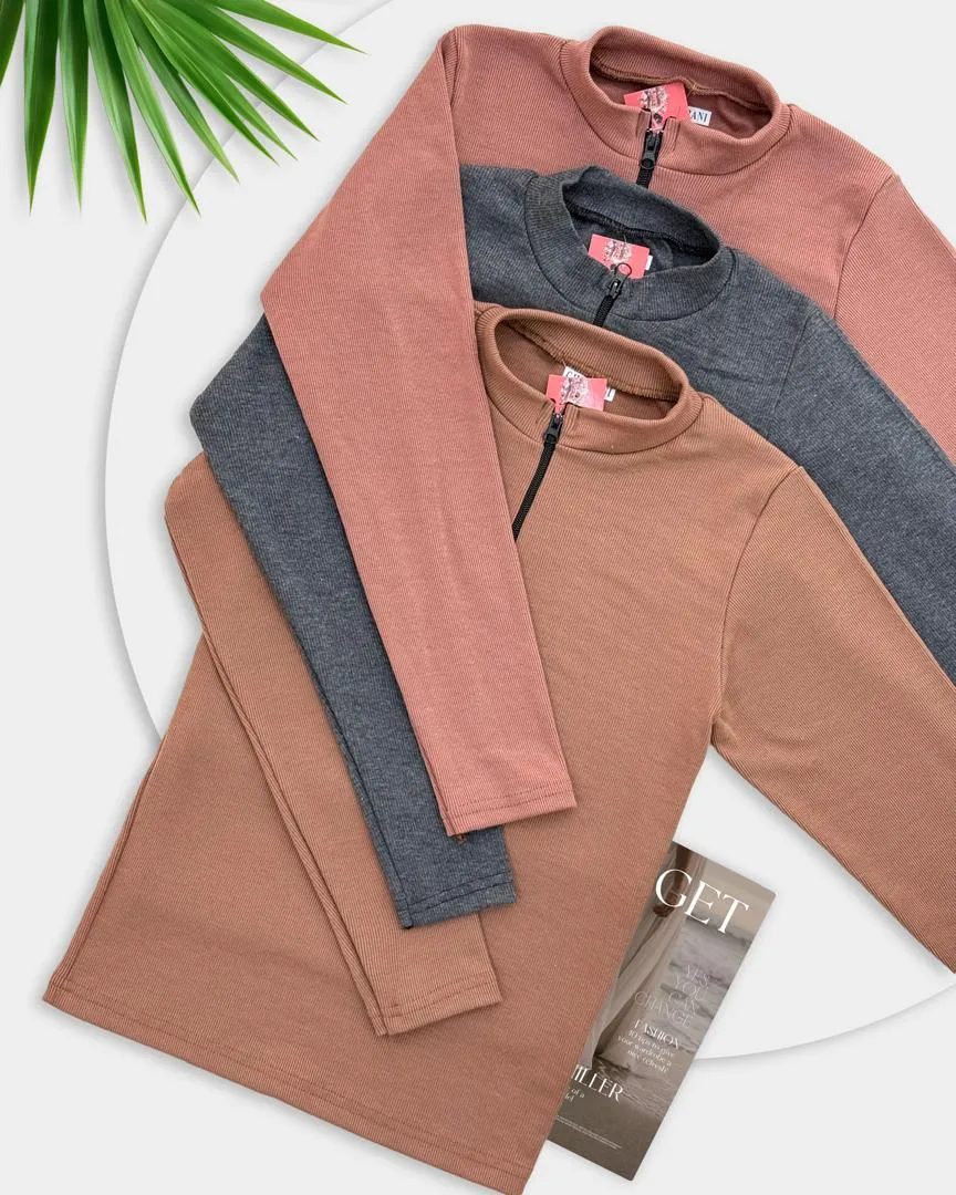 بلوز نیم زیپ یقه سه سانت کد H405 (1) بلوز نیم زیپ یقه سه سانت کد H405