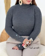 بلوز یقه اسکی آستین دکمه نما h626_5