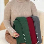 بلوز یقه اسکی آستین دکمه نما h626