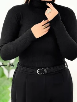 بلوز یقه اسکی موهر مشکی کد h549
