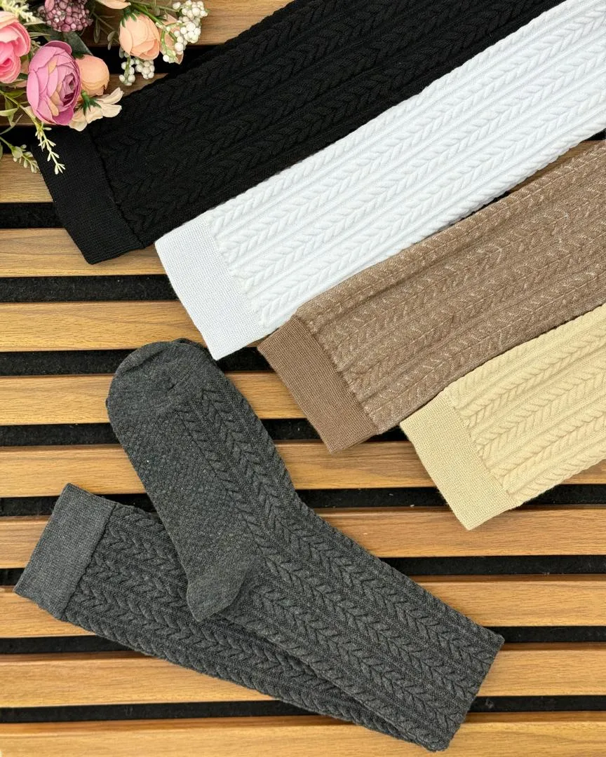 جوراب بافت گندمی بلند کد H651_5 جوراب بافت گندمی بلند کد H651