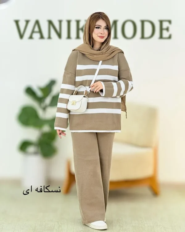 ست بلوز بافت و شلوار نیم بگ کد h548