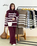ست بلوز بافت و شلوار نیم بگ کد h548 (2)