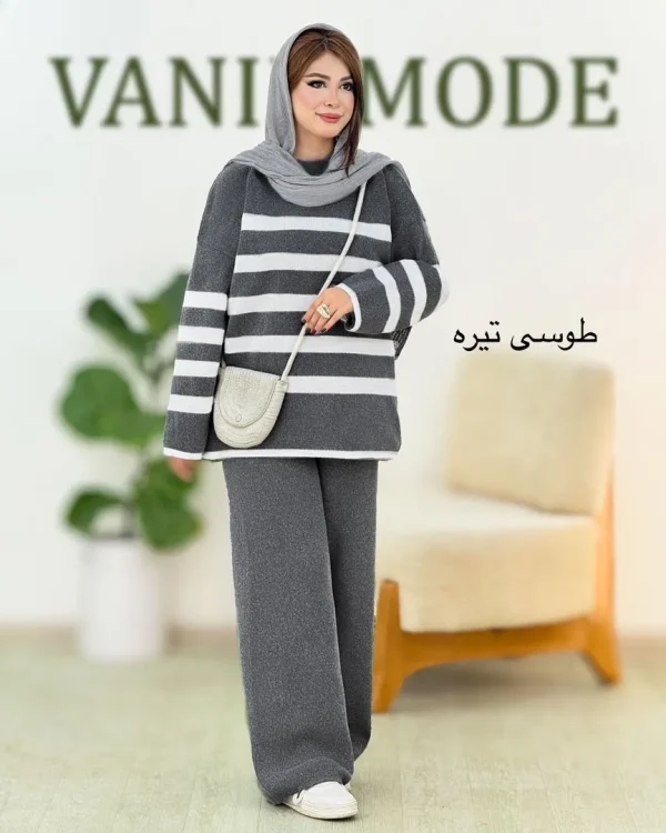 ست بلوز بافت و شلوار نیم بگ کد h548