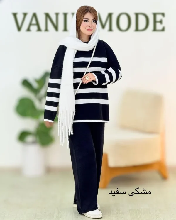 ست بلوز بافت و شلوار نیم بگ کد h548