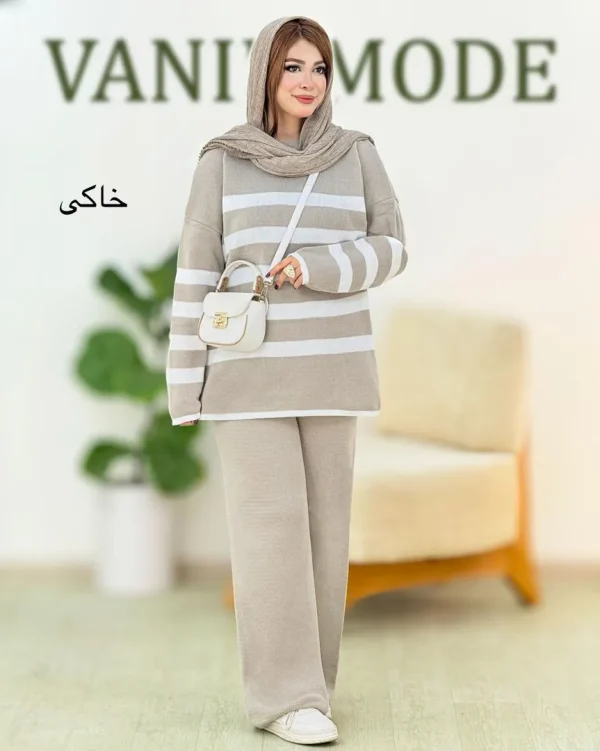 ست بلوز بافت و شلوار نیم بگ کد h548