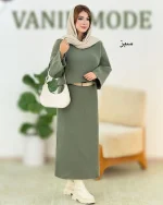 ست بلوز دامن پاین چاکدار بافت کد h543_1