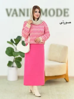 ست بلوز دامن یقه اسکی آستین مچ دار کد h615